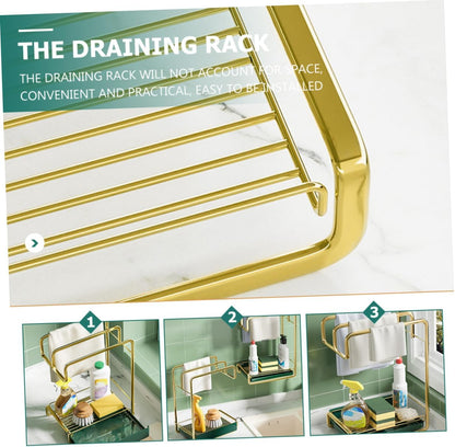 Wall Hanging Kitchen Drain Rack Practical Storage Stand for Duster Cloth Cleaning Sponge Lightweight Material with Water Tray for Easy Access and Drying Kitchen