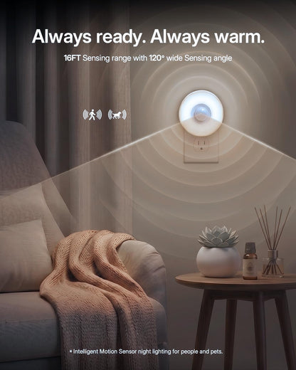 YELKO Motion Sensor Night Light - Plug-in 6000K Cool White Anti-Glare LED Nightlight, Ultra Bright Cozy Soft Glow Not Dazzling for Hallway, Stairs, Garage, Bedroom, Bathroom, Garage, Kitchen, 2 Pack
