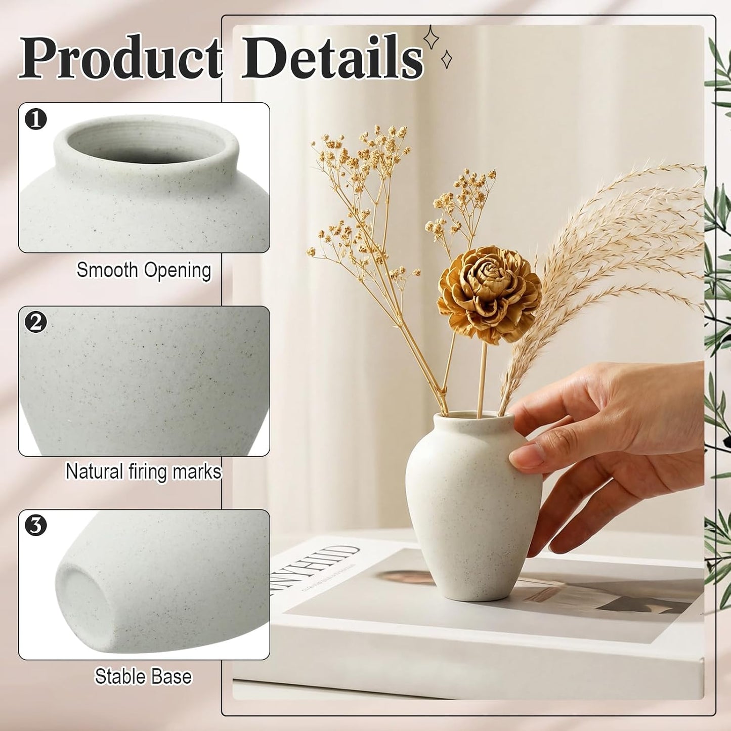 8 Pcs Bud Vases Small Ceramic Vase Modern Farmhouse Home Decor Mini Ceramic Decor for Dining Tables Living Rooms Shelves Bookshelves (Classic)