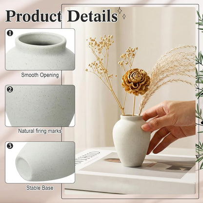 8 Pcs Bud Vases Small Ceramic Vase Modern Farmhouse Home Decor Mini Ceramic Decor for Dining Tables Living Rooms Shelves Bookshelves (Classic)