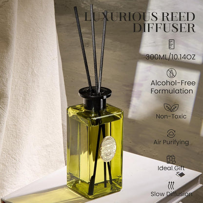 M&SENSE 6.3 oz Large Reed Diffuser Set | Lime+Basil Scent Oil Diffuser with Sticks | Hotel Collection Non-Toxic Home Fragrance |for Bedroom Bathroom Living Room - Colors A