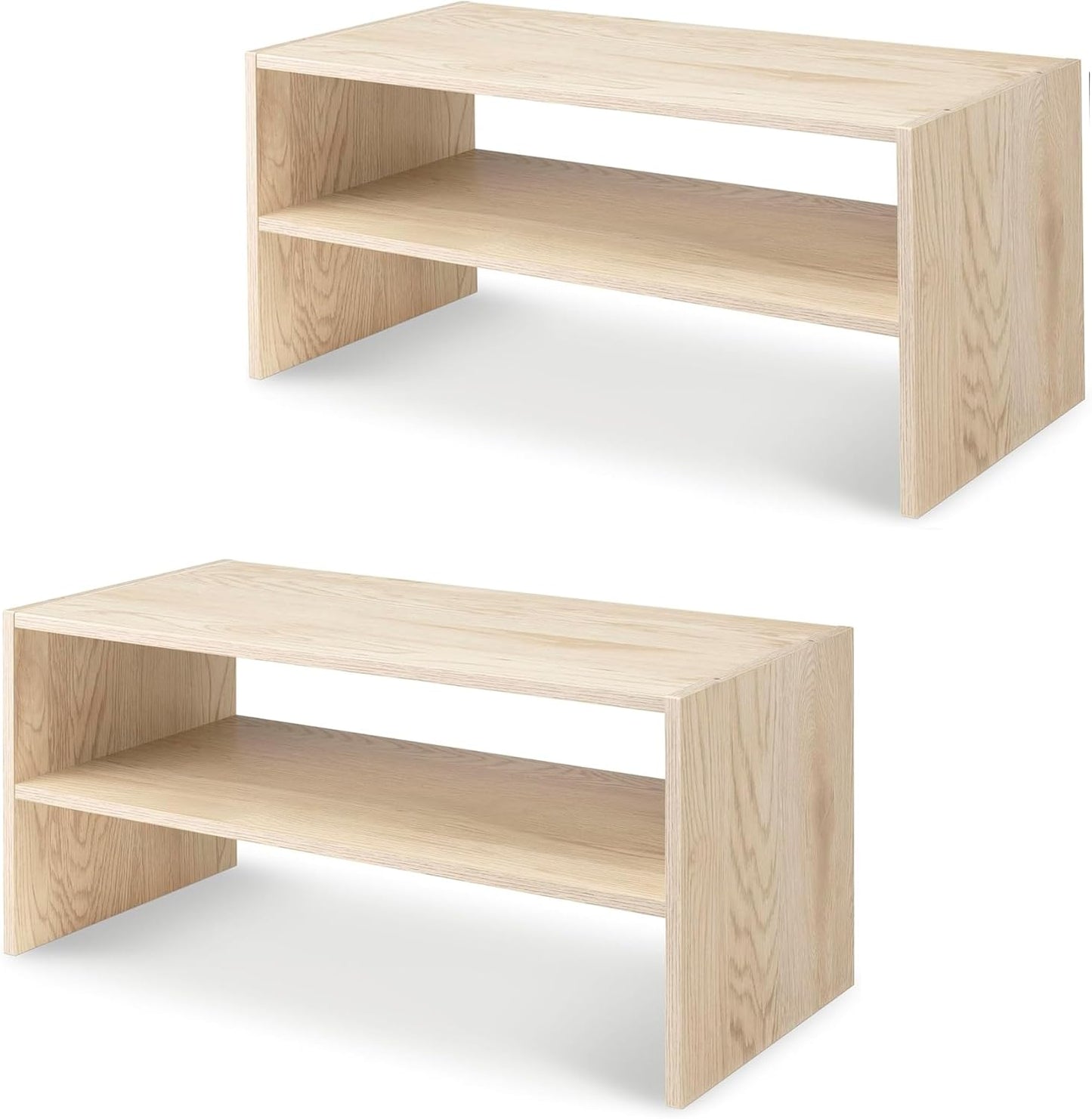 Whitmor Wood Stackable 2-Shelf Shoe Rack, White, 24 inches