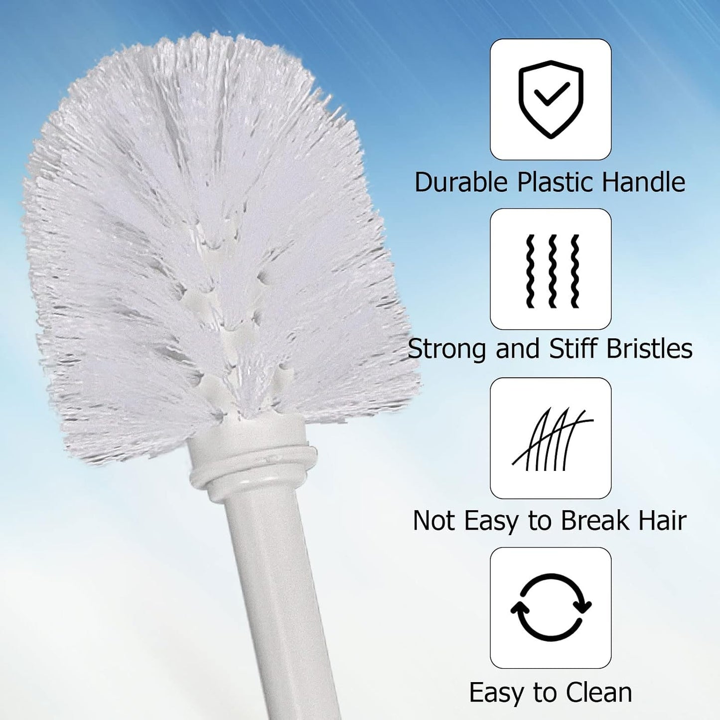 Topsky 2 Pack Compact Toilet Brush & Holder Set, Plastic Round Barrel Loo Brush with 2 Replacement Toilet Brush Head, Durable for Bathroom Toilet, Gray