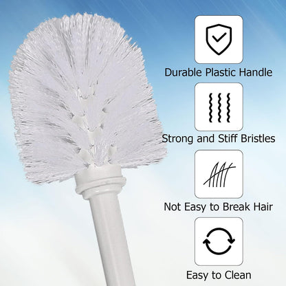 Topsky 2 Pack Compact Toilet Brush & Holder Set, Plastic Round Barrel Loo Brush with 2 Replacement Toilet Brush Head, Durable for Bathroom Toilet, Gray