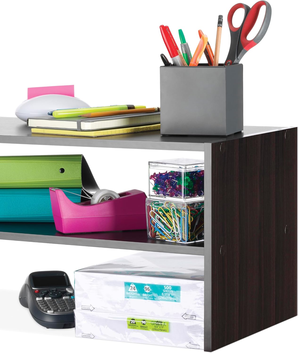 Whitmor Wood Stackable 2-Shelf Shoe Rack, White, 24 inches