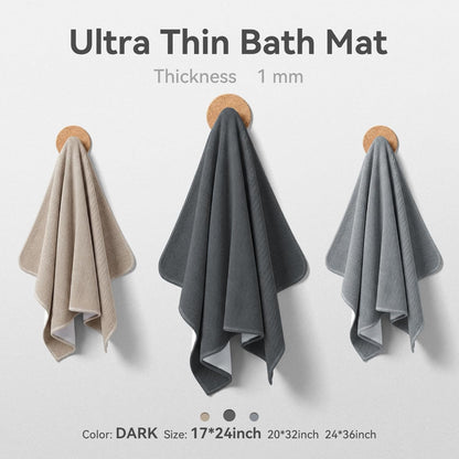 MontVoo Ultra Thin Bath Mat, Super Absorbent Bathroom Mat, Quick Drying Bath Rugs for Bathroom, Machine Washable Non-Slip Bathroom Rug Front of Bathtub, RV, Shower Room, Sink, (17x24, Grey, 1Pack)