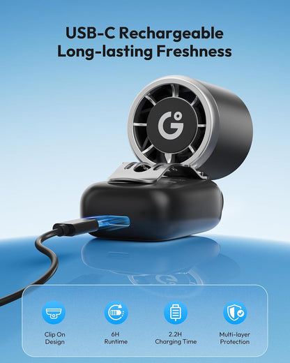 Gaiatop Mini Clip on Fan Portable, 180° Adjustable Personal Hat Fan Clip On, 3-in-1 Hands-Free Mini Portable Fans, Only 2.4 oz, 3-Speed Rechargeable, Outdoor Sports Travel Essentials, Women Men, Black
