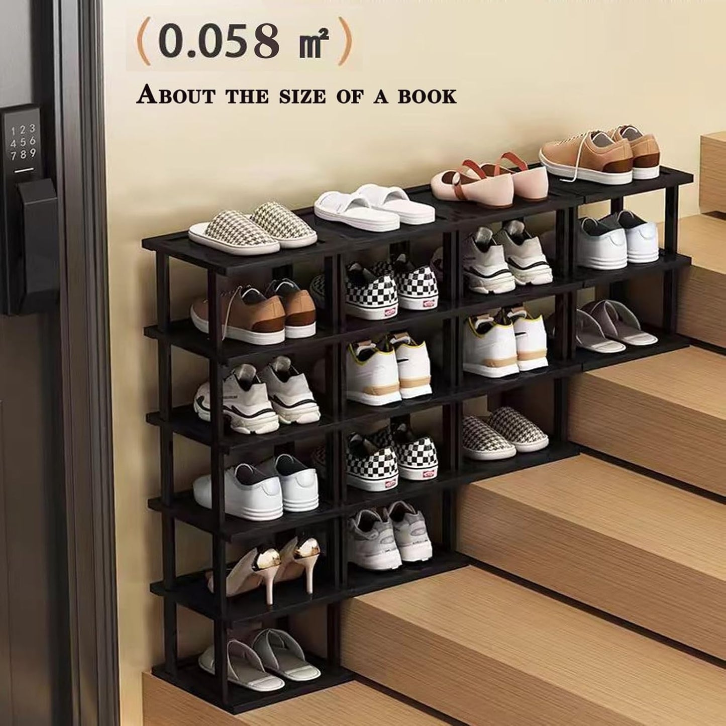 Vertical Shoe Rack - Tall Narrow Shoe Rack Organizer for Small Spaces,5 Tier Bamboo Shoen Shelf for Entryway,Closet,Corner,Doorway,Skinny Shoe Shelf Space Saving Shoe Storage,Free Stackable DIY
