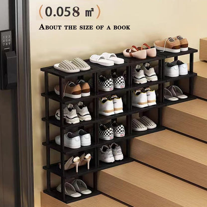Vertical Shoe Rack - Tall Narrow Shoe Rack Organizer for Small Spaces,5 Tier Bamboo Shoen Shelf for Entryway,Closet,Corner,Doorway,Skinny Shoe Shelf Space Saving Shoe Storage,Free Stackable DIY