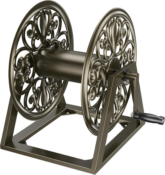 GOFORWILD Garden Wall Mount Hose Reel, Decorative Hose Reel, Garden Heavy-Duty Water Hose Holder Winder, Holds 200-Feet of 5/8-Inch Hose
