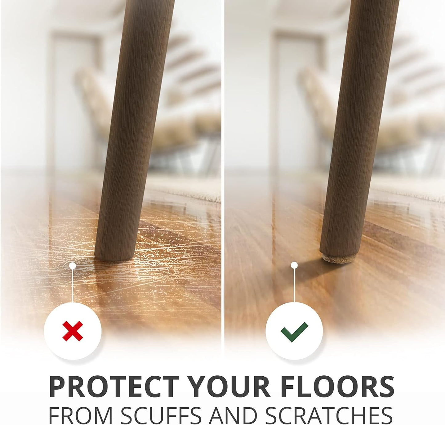 Felt Furniture Pads X-PROTECTOR - 48 Premium Floor Protector Chair Felts for Feet Wood Floors Best Hardwood Protect Your Hard Floors! (Brown)