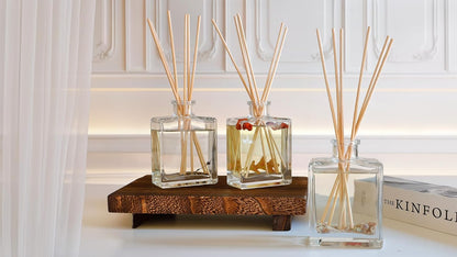 Urban Naturals Smoked Vanilla Reed Diffuser Set with Vanilla Bean, Sandalwood & Leather – 5 Ounce Sleek Black Rectangular Refillable Glass Bottle – Made in the USA