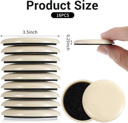 16 Pcs Furniture Sliders for Carpet,2 Inch Sliders for Furniture on Carpet Self Adhesive Chair Slider for Carpeted and Hardwood Floors (Beige)