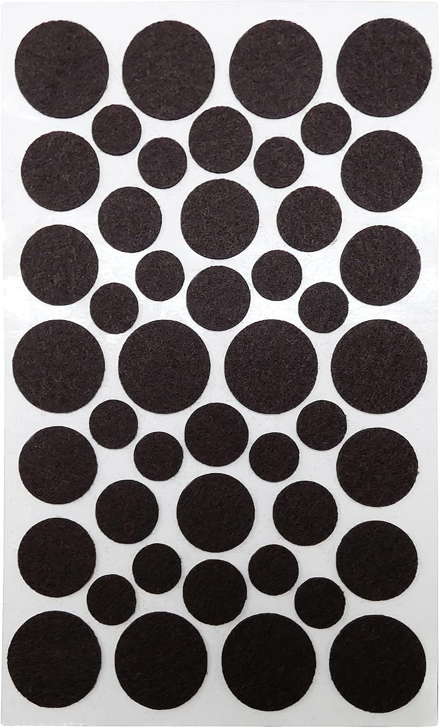 SoftTouch 1.5" Round Reusable Felt Furniture Sliders for Hard Surfaces, Noise-Reducing Adhesive Moving and Protective Pads for Cabinets, Chairs, Tables & Decorative Items Set of 48, Brown