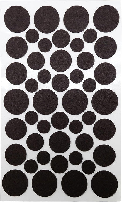 SoftTouch 1.5" Round Reusable Felt Furniture Sliders for Hard Surfaces, Noise-Reducing Adhesive Moving and Protective Pads for Cabinets, Chairs, Tables & Decorative Items Set of 48, Brown