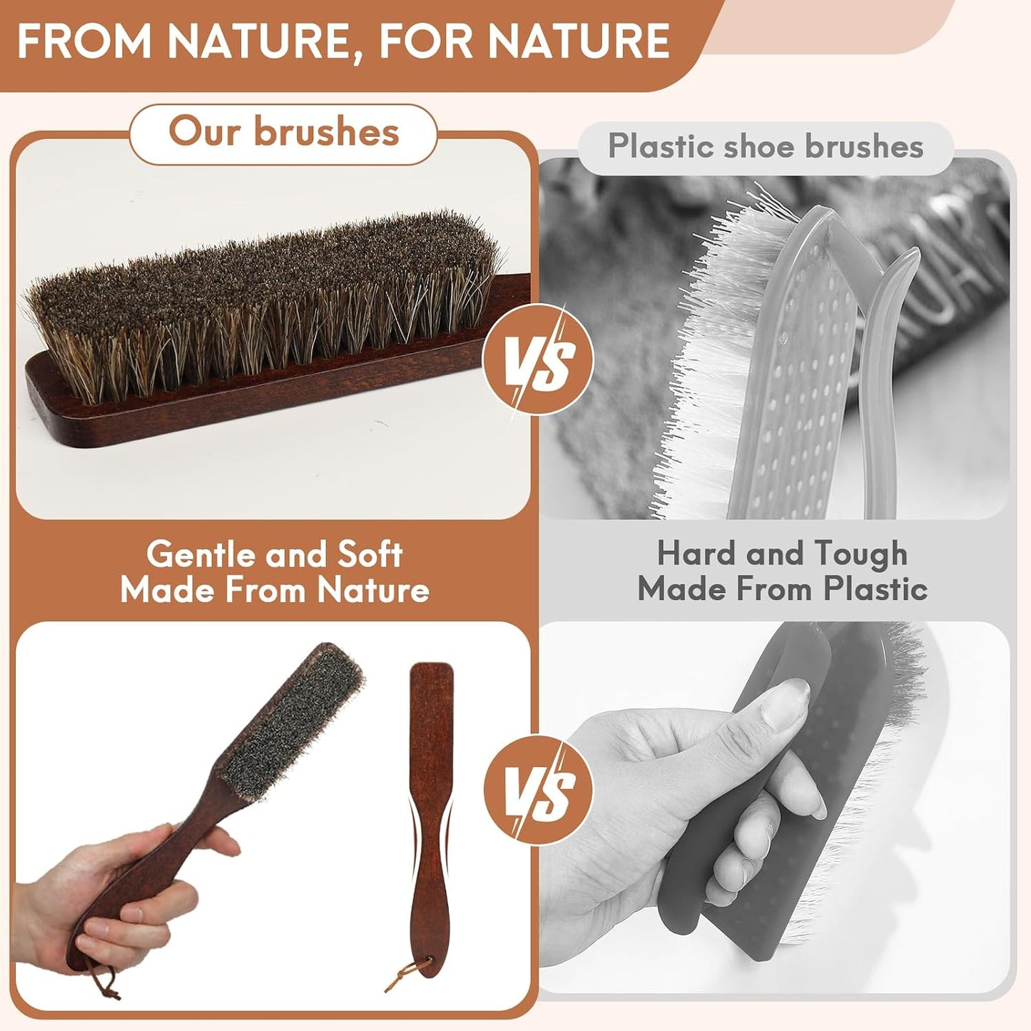100% Horse Hair Clothes Brush for Wool Coats Cashmere Suits No Shedding Soft Bristle Garment Brush for Lint Removal Premium Beechwood Handle Hat Brush for Cowboy Hats Felt Fedora Cleaning Tailor Grade