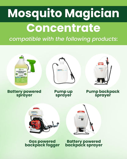 Mosquito Magician Liquid Concentrate – Kills Mosquitoes, Fleas & Fire Ants, Repels and Prevents Ticks – Essential Oil Yard Treatment Spray – Use with Sprayers, Foggers & Misting Systems – 32 oz, Mint