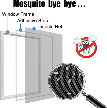 DIY Window Screen Curtain, 2 Packs of Mesh Netting 51 * 61 inches with [Upgrade] Self-Adhesive Hook Tapes & Cutter, Suitable for Multiple Windows, White (Set of 2)