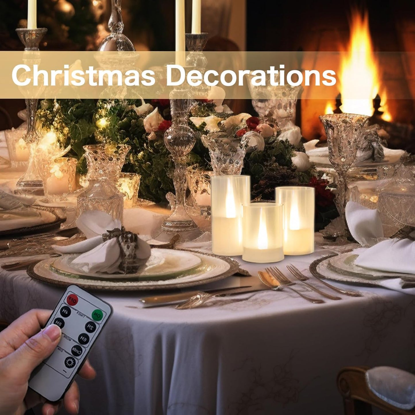 LANKER Flameless Candles with Remote Control and Timer, Battery Operated LED Pillar Candles, Romantic Light, Set of 3 (Warm White)