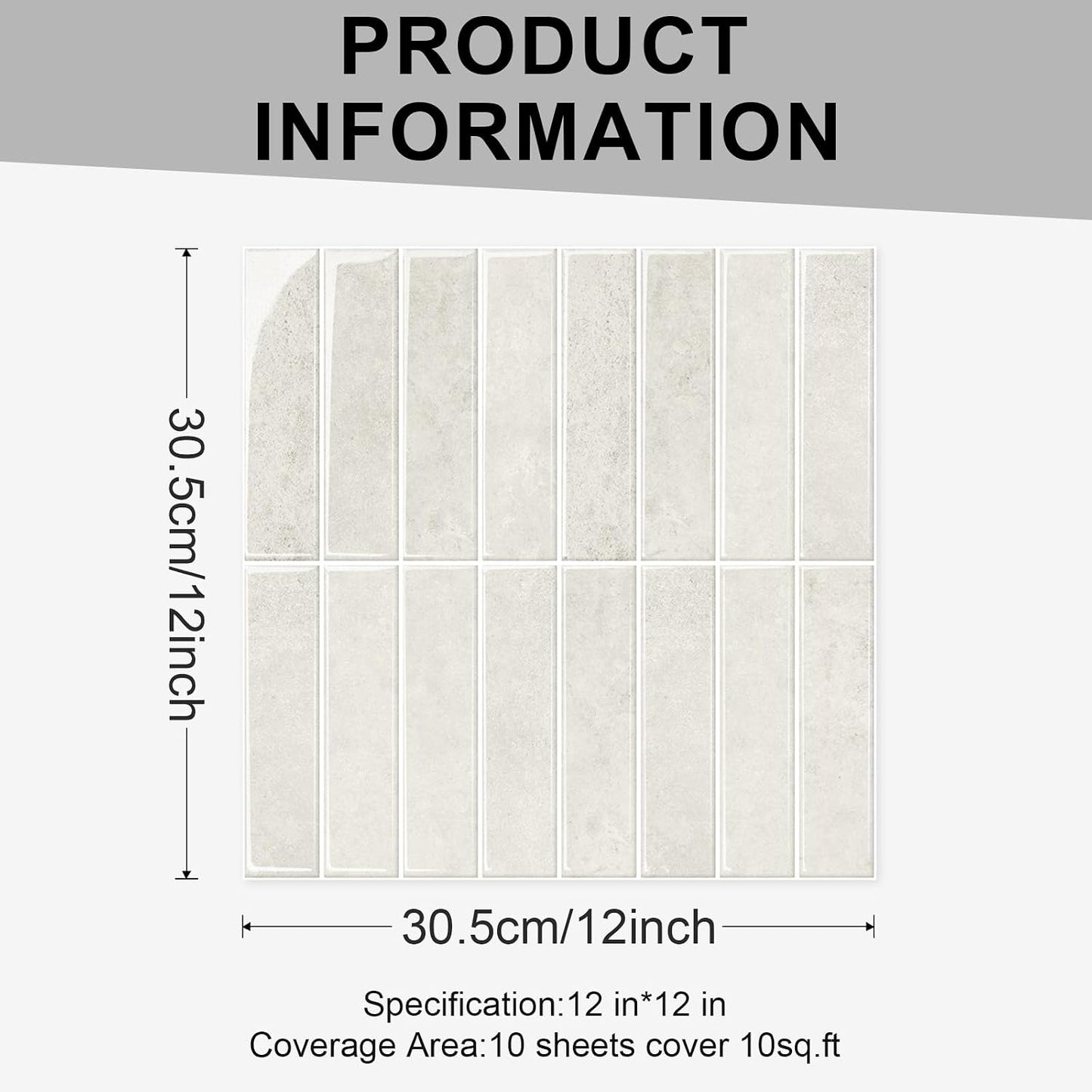 10 Sheets Thicker Design Peel and Stick Backsplash, Self Adhesive Wall Tiles, Stick on Backsplash for Kitchen and Bathroom, 11.8"x11.8",Beige