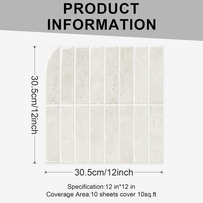 10 Sheets Thicker Design Peel and Stick Backsplash, Self Adhesive Wall Tiles, Stick on Backsplash for Kitchen and Bathroom, 11.8"x11.8",Beige