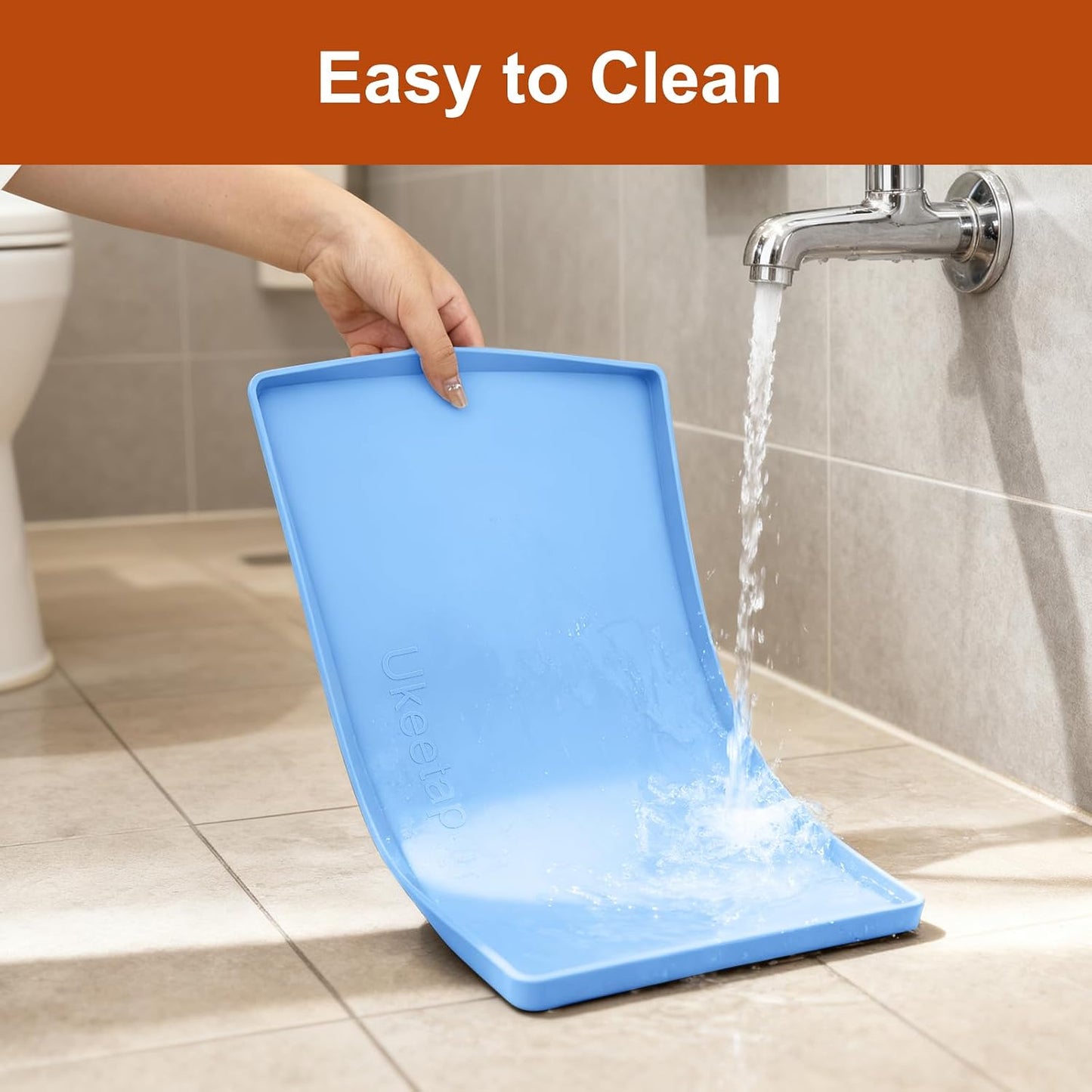 ukeetap Extra Thick Silicone Mat Waterproof with Raised Edge 19” x 12”, BPA Free Non-Slip Dog & Cat Food Mat, Feeding Mat for Food and Water Bowls, Spill Proof Mat to Protect Floors, Black