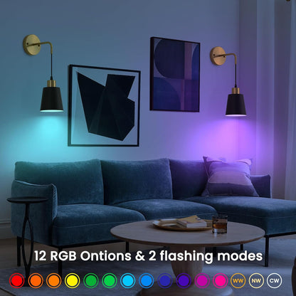 Battery Operated Wall Sconces Set of 2,Wireless Wall Sconce with Remote Control,Rechargeable wall Lights with 15 Color Changing,Dimmable Modern Wall Lamp for Bedroom Living Room Hallway