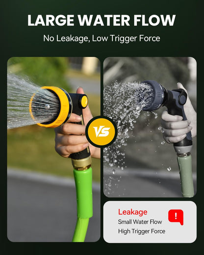 RAINPOINT Garden Hose Nozzle Heavy Duty - 100% Metal Thumb Control Spray Nozzles for Garden Hose High Pressure, 10 Patterns Water Hose Nozzle for Car Wash, Watering Lawn and Pets, Green