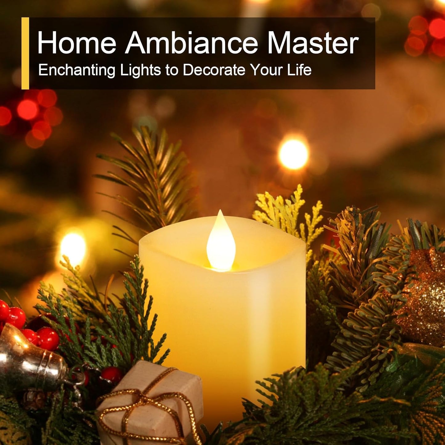 3x3 Flameless Candles with Remote Set of 2, 3 inch Battery Candles Flickering with Timer, LED Pillar Candle for Indoor/Outdoor, White