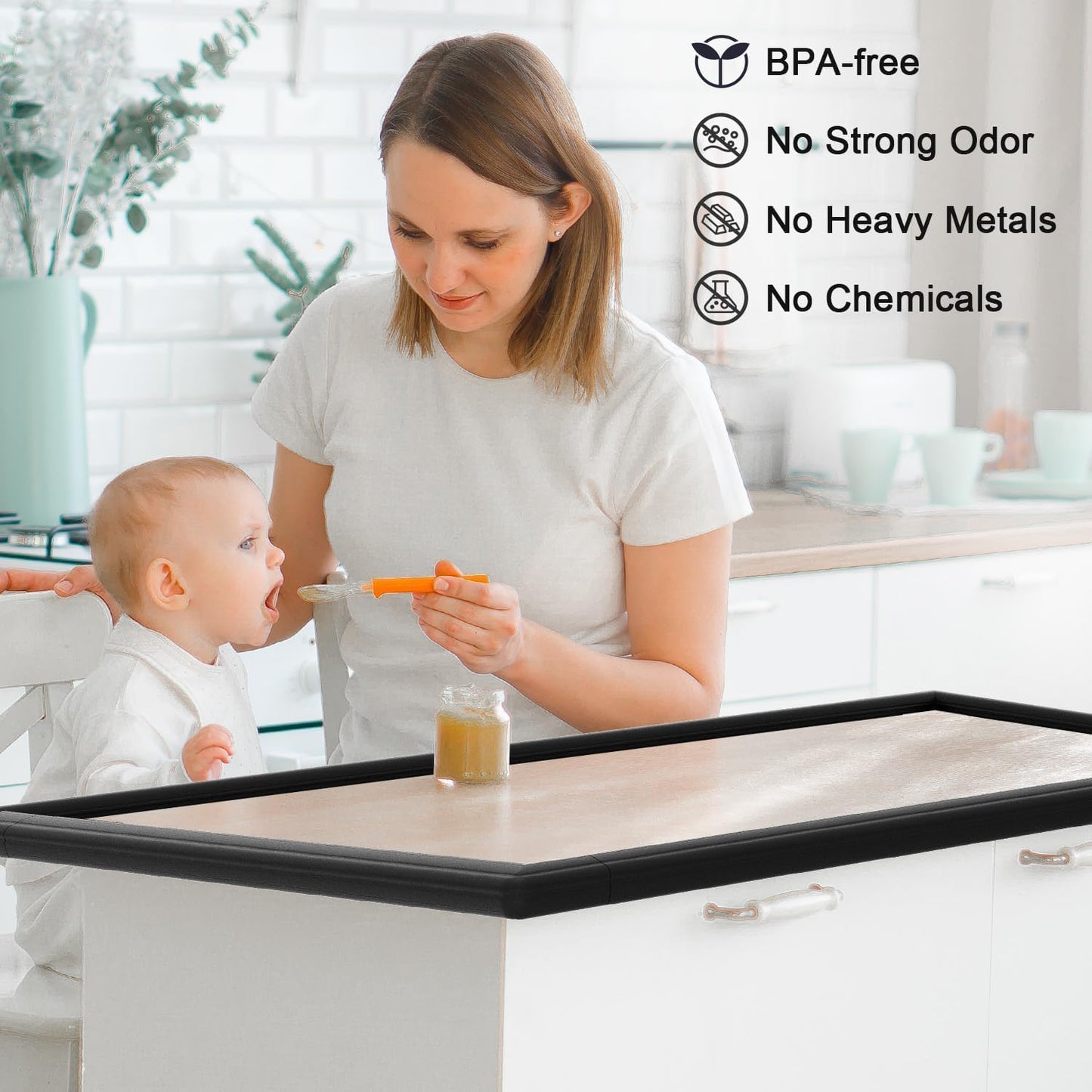 Baby Proof Corners and Edges Protector 10ft Edge+4 Corner Guard, Fireplace Baby Proofing Bumper, Heavy-Duty Soft NBR Foam Edge Corner Protector for Furniture Table, Childsafe/Pre-Taped White
