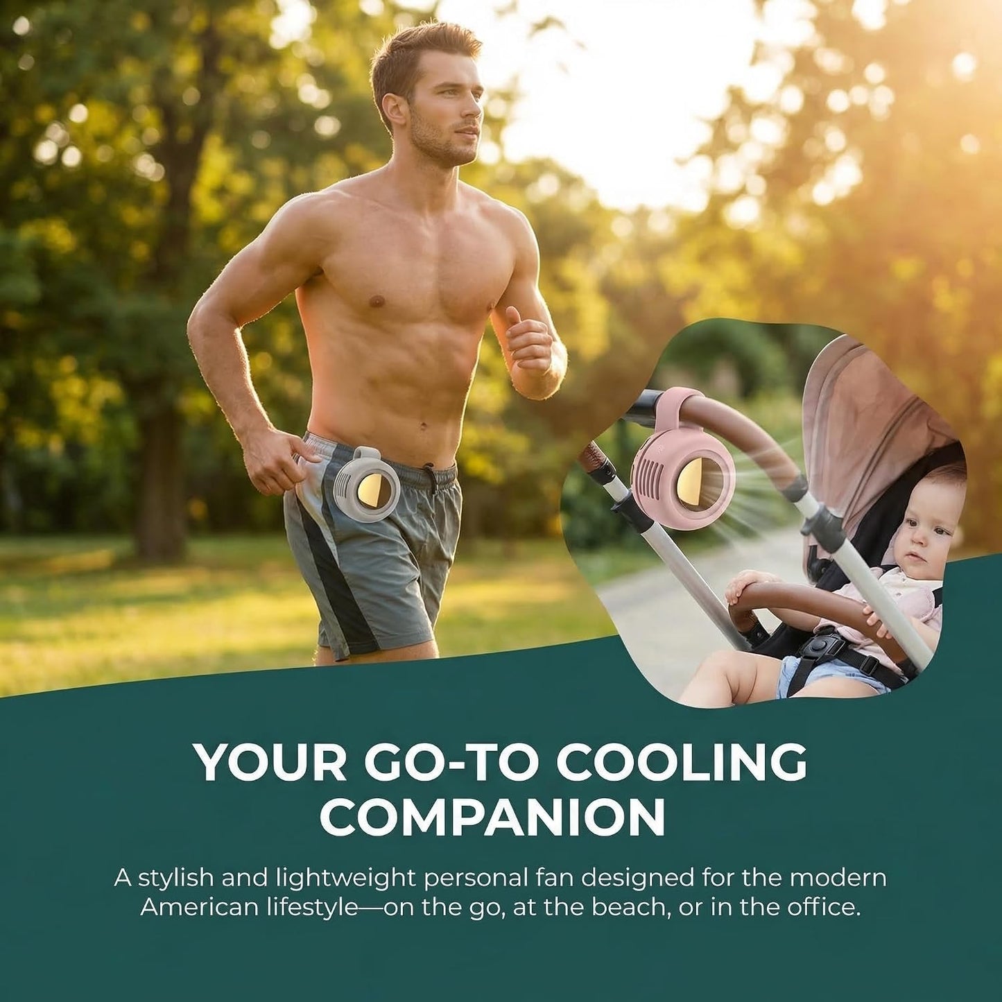 2026 New Portable Silent Mini Bladeless Electric Fan, Portable Small Clip On Fan, Rechargeable Adjustable 3-Speed Suspended Whirlwind Fans for Outdoor & Travel & Office, Travel Accessories (Green)