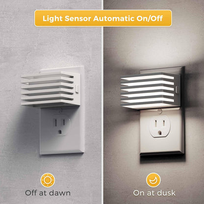 L LOHAS LED Motion Sensor Night Lights, [2 Pack] Dimmable Night Light Plug into Wall with Dusk-to-Dawn Sensor, Adjustable Brightness, 3000K Plug in Nightlight for Bedroom Bathroom Hallway (Black)