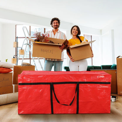 Windyun 4 Pack 57 Gallon Extra Large Moving Bags XXL Heavy Duty Storage Bag with Strong Zipper Handle Jumbo Big Tote Box Foldable for College Dorm Travel Clothes Duffle Blanket Pillow(Red)