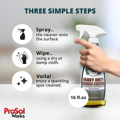 Degreaser Cleaner Heavy Duty Cleaning Spray 16 oz - Kitchen Cleaner for Stubborn Splatters, Stove Top, Grill, Drip Pans, & Oven Cleaner - Safe on All Surfaces - Fresh Scent