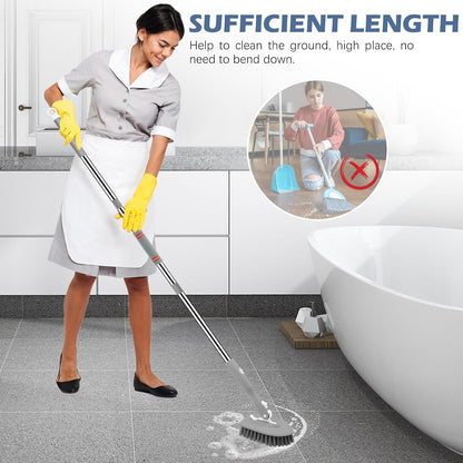 SetSail Tile Tub Scrubber Brush 3-in-1 Shower Scrubber with 52-inch Adjustable Long Handle Shower Cleaner Brush and 3 Detachable Replacement Brush Heads for Cleaning Bathroom Kitchen Walls Tub Tile