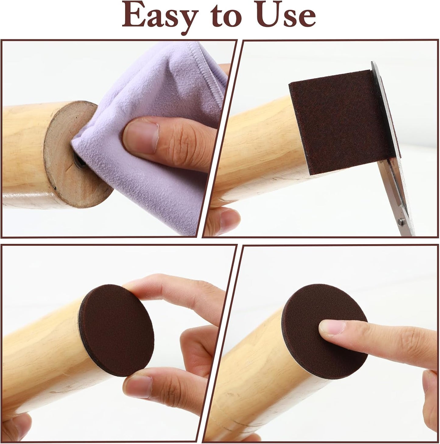 18 Pcs Square Felt Pads for Furniture, 2 x 2 Inch Self Adhesive Chair Leg Floor Protectors Cuttable Anti Scratch Table Leg Pads for Hardwood Floors