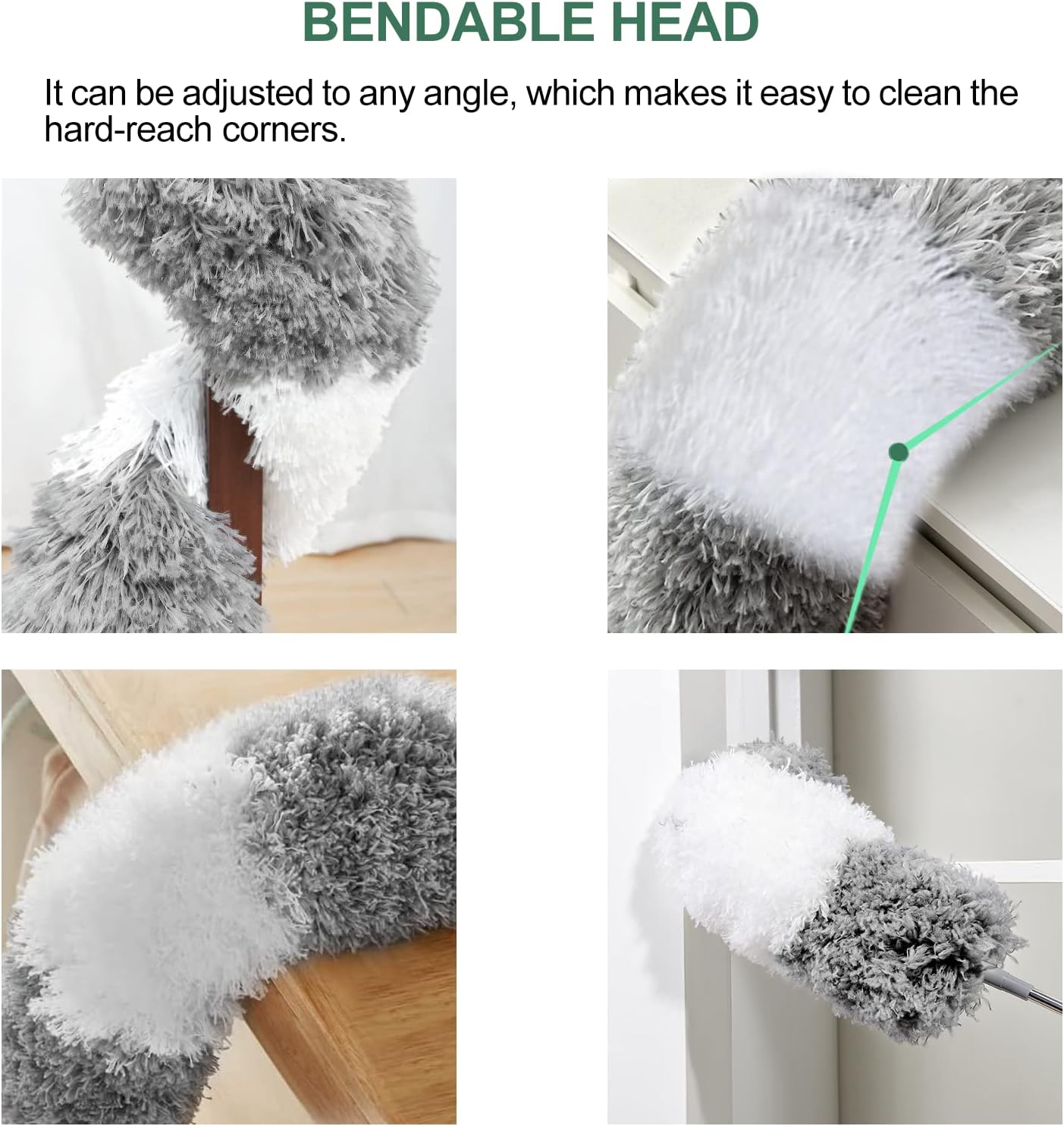 SetSail Extra-Long Dusters with Extension Pole 100-inch for Cleaning, Bendable Microfiber Head Washable Ceiling Fan Duster for High Ceilings, Furniture