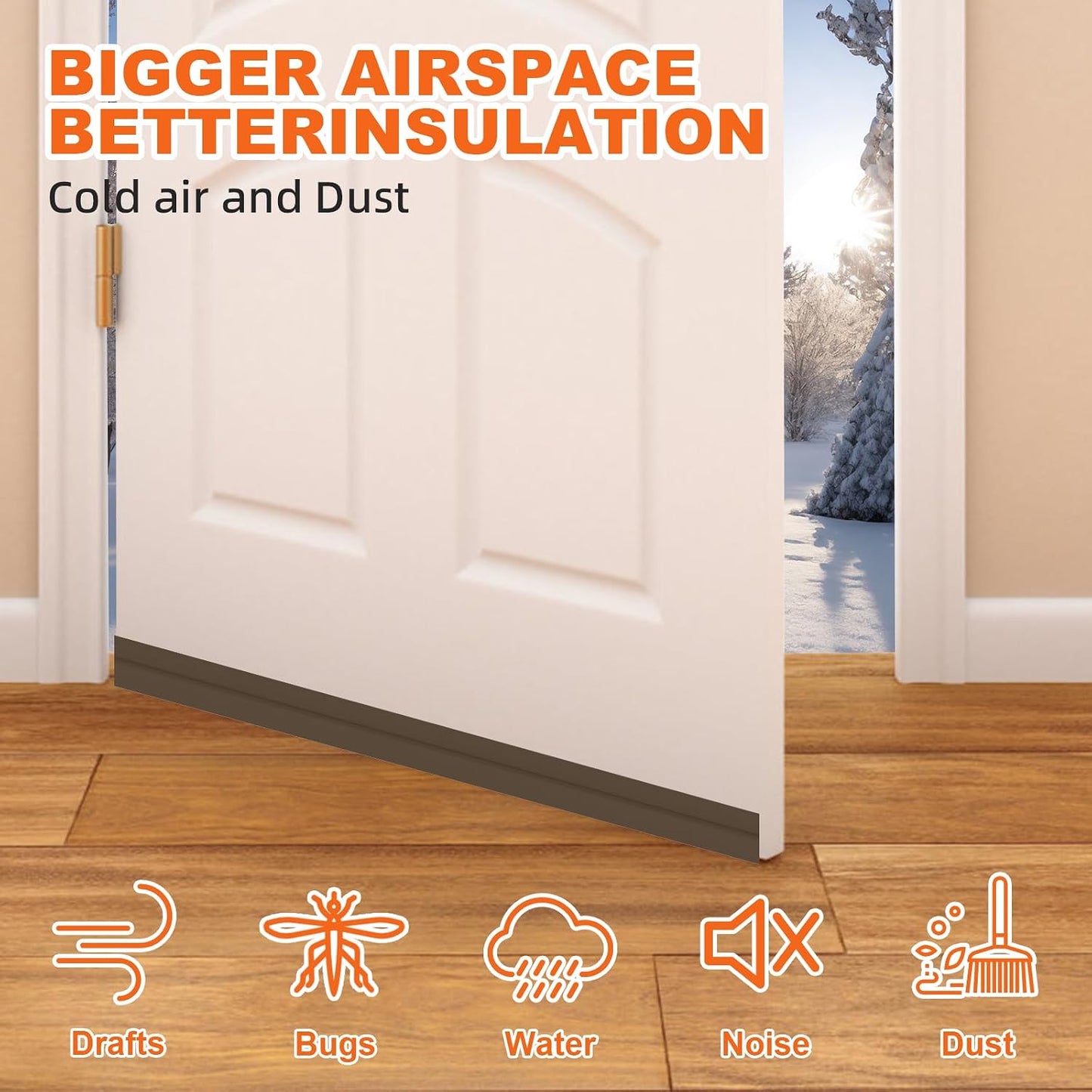 Door Draft Stopper, Door Sweep for Bottom of Door, Weather Stripping Door Seal Gap Filler Bottom Blocker Soundproof Cold Air Insulation Save Energy Installs Quickly and Easily (White, 39‘’)
