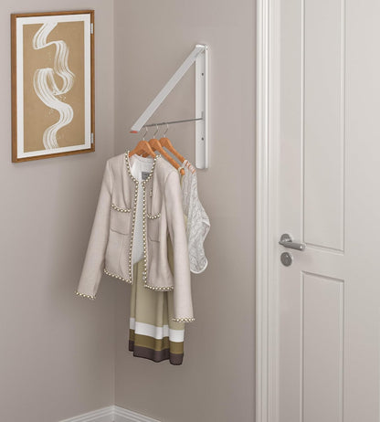 Dr.DJ Clothes Drying Rack Wall Mounted, Retractable & Foldable Clothes Hanger for Laundry Room Organization and Storage, Clothes Hanger Rack for Dorm, Closet, Balcony, Laundry Room(1P, Metal, Black)