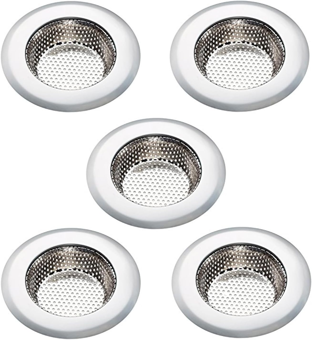 Kitchen Sink Strainer Basket Stainless Steel - Sink Drain Cover with Wide Rim, for Most Kitchen Sinks Anti-Clogging 4.5 in (2pc Silver)