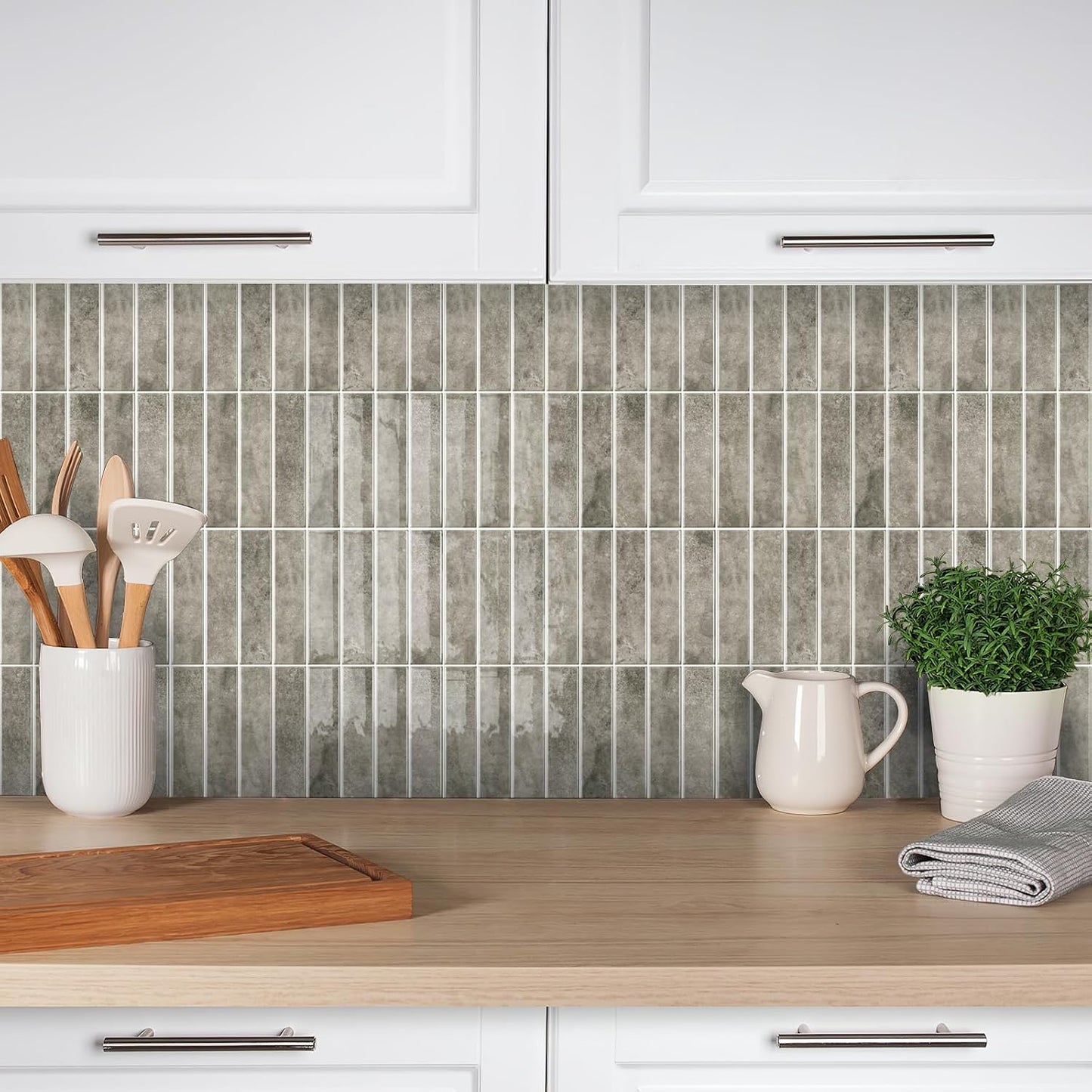 Alwayspon 10 Sheets 12x12inch Beige 3D Vinyl Backsplash Tiles, Self-Adhesive Peel and Stick Wall Tile Stickers Stick on Subway Tiles for Kitchen Bathroom Wall