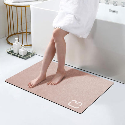 Diatomaceous Earth Bath Mat Rugs Super Absorbent Diatomite Stone Bath Mat Non Slip Quick Dry Thin Bathroom Mat Fit Under Door, Floor Rugs in Front of Bathtub, Shower Room, Sink,15.7"x23.6", Grey