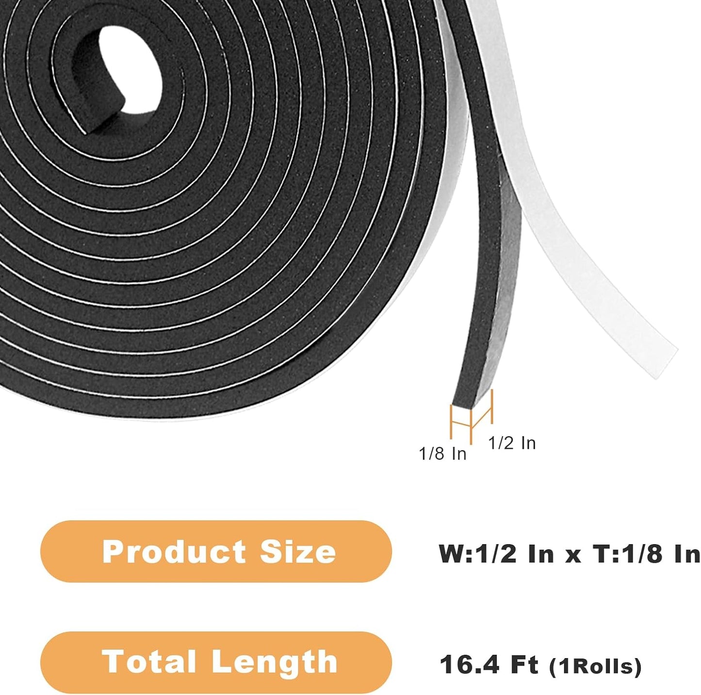 Weather Stripping Door Seal Strip for Doors and Windows, 1In x 1/8In x 33Ft x 2 Roll Foam Insulation Tape Self Adhesive,Sound Proof,Weatherstrip,Pipe Cooling, Air Conditioning Seal Strip - Colors B