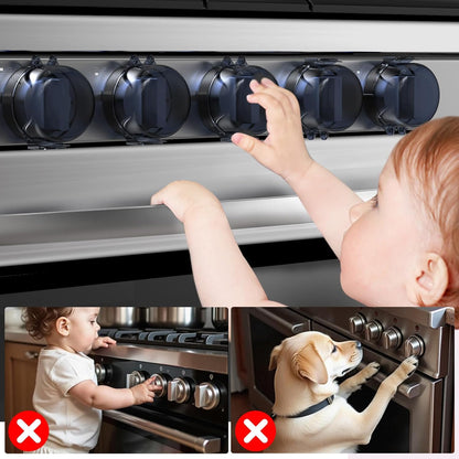 Stove Knob Safety Covers Child Proof Oven Gas Stove Knob Covers for Child Safety, Heat-Resistant, Easy Installation, Baby Proofing Kitchen Gas Range Oven Knobs Locks, Black, 5 Pack