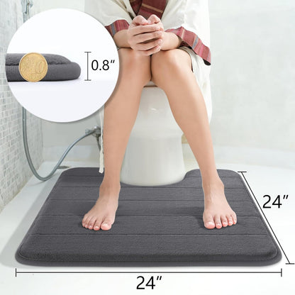 Yimobra Memory Foam Bath Mat, Super Soft Absorbent Bathroom Rug Non Slip, Quick Dry, Machine Washable Floor Carpet for Tub Shower, Home Decor Accessories, 24x17, Grey