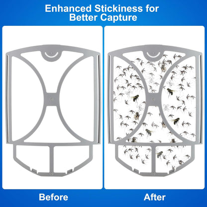Flying Insect Trap, Plug-in UV Light for Gnats, Fruit Flies and Houseflies, Silent Sticky Catcher for Indoor Use, 1 Device & 3 Refills