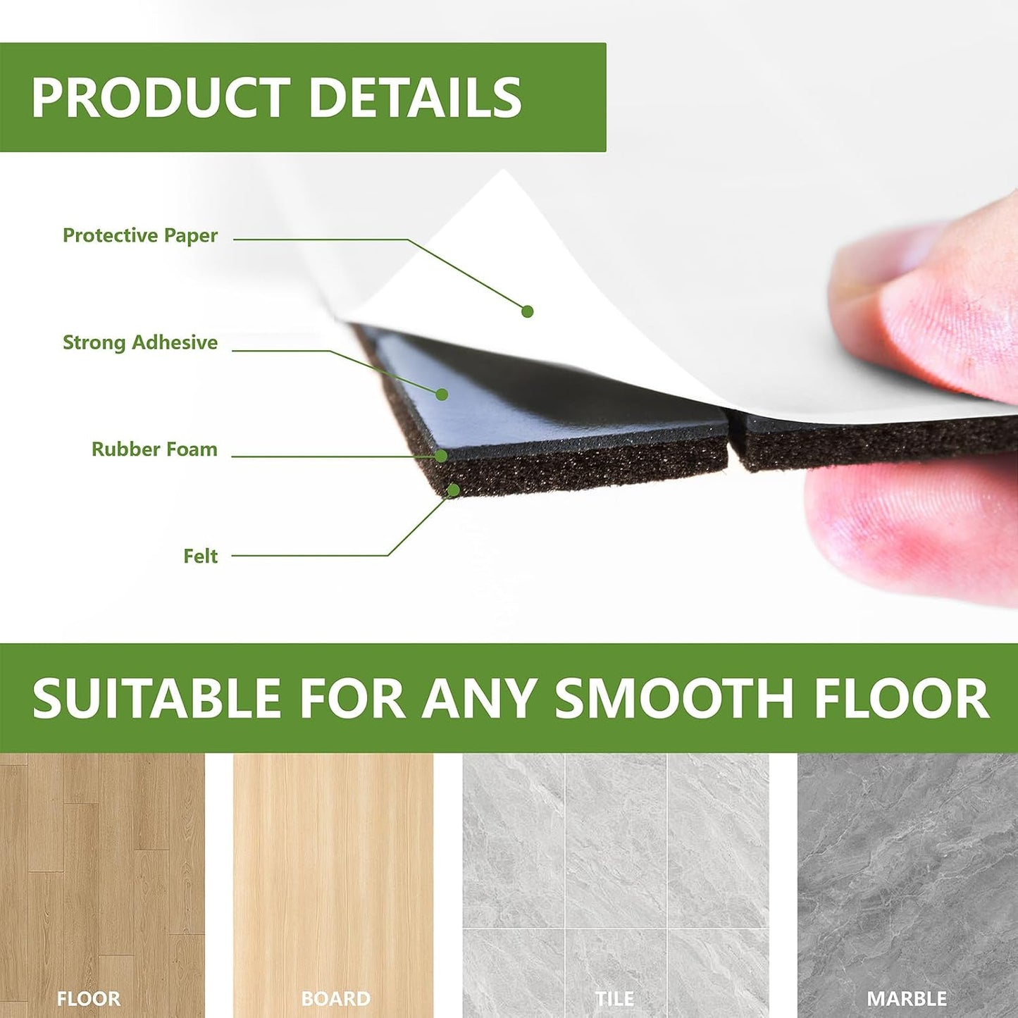 Felt Furniture Pads for Hardwood Floors 48 PCS, Furniture Pads, Floor Protectors for Hardwood Floors, Felt Pads for Furniture, Round, Dark Brown
