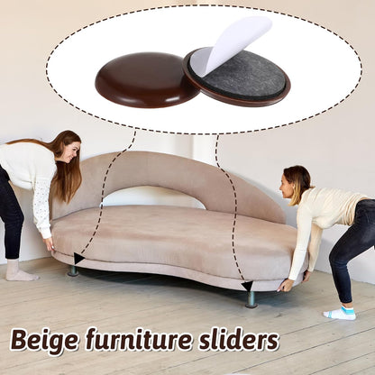 12Pcs Furniture Sliders for Carpeted Floors, 2-inch Stick Furniture Movers Self Adhesive Chair Gliders for Easy Moving on Carpet and Hardwood Floors(Coffee)