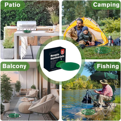 24 Extra Strength Mosquito Repellent Coils with 1 Metal Holder & 6 Stands, Citronella Incense Mosquito Coils Outdoor Patio Yard Camping Use, Long Lasting 6-8 Hrs Plant-Based Mosquito Coil Incense