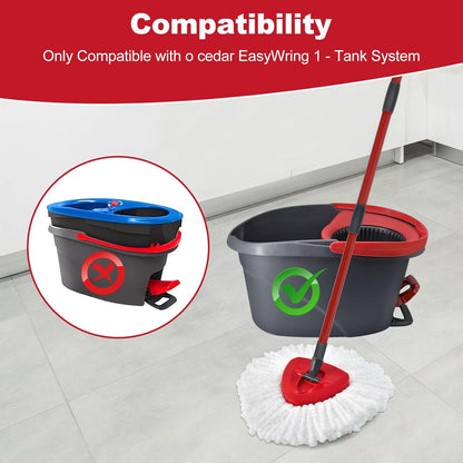 Spin Mop Handle,Mop Replace Heads,Brush and Base Compatible with O Cedar EasyWring 1 Tank,2 Microfiber Mop Refills and Brush,4-Section 30-58" Mop Handle,Mop Base Combo Set for Wet/Dry Floor Cleaning